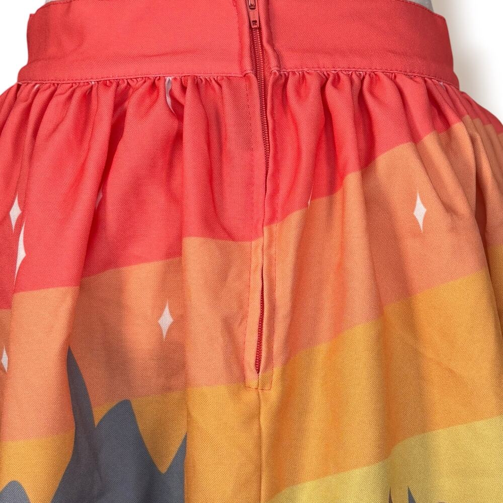 Retro Camping Flowing Midi Skirt Camper Desert Sunset Scenic Novelty A Line - Picture 5 of 10